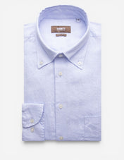 Regular Fit Skjorta Button Down Linne Ljusblå