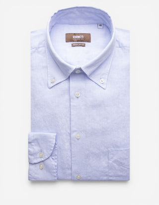 Regular Fit Skjorta Button Down Linne Ljusblå