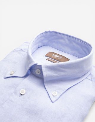 Regular Fit Skjorta Button Down Linne Ljusblå