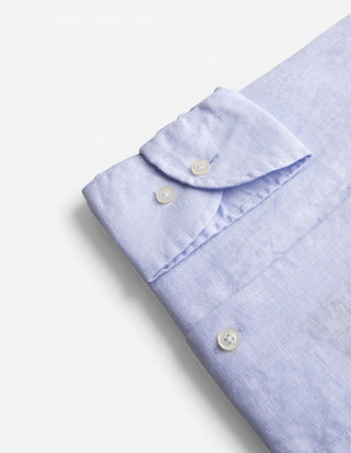 Regular Fit Skjorta Button Down Linne Ljusblå