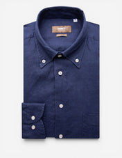Regular Fit Skjorta Button Down Linne Navy