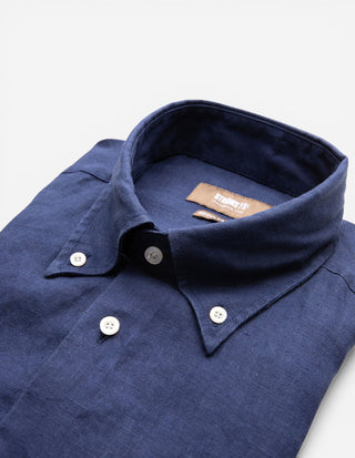 Regular Fit Skjorta Button Down Linne Navy