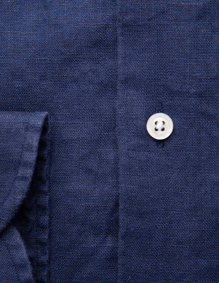 Regular Fit Skjorta Button Down Linne Navy