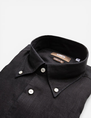 Regular Fit Skjorta Button Down Linne Svart