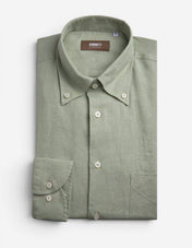 Regular Fit Skjorta Button Down Linne Ljusgrön