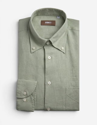 Regular Fit Skjorta Button Down Linne Ljusgrön