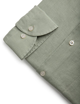 Regular Fit Skjorta Button Down Linne Ljusgrön