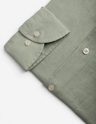 Regular Fit Skjorta Button Down Linne Ljusgrön