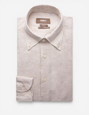 Slim Fit XLÄ Skjorta Button Down Linne Beige