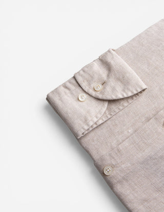 Slim Fit XLÄ Skjorta Button Down Linne Beige