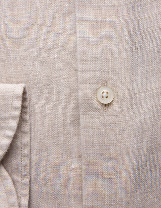 Slim Fit XLÄ Skjorta Button Down Linne Beige