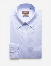 Slim Fit XLÄ Skjorta Button Down Linne Ljusblå
