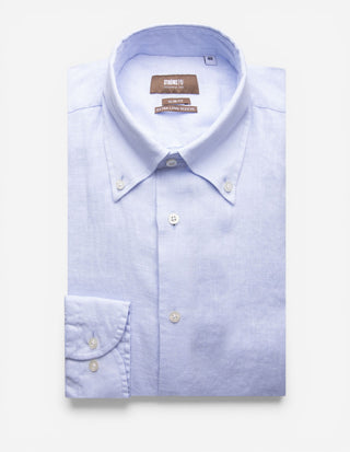 Slim Fit XLÄ Skjorta Button Down Linne Ljusblå