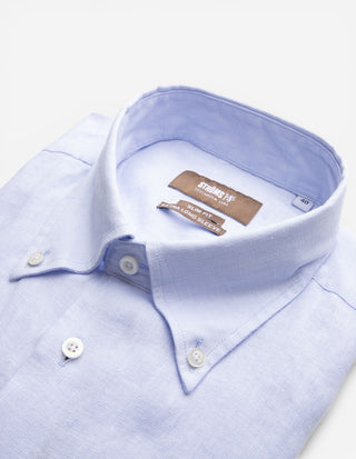 Slim Fit XLÄ Skjorta Button Down Linne Ljusblå