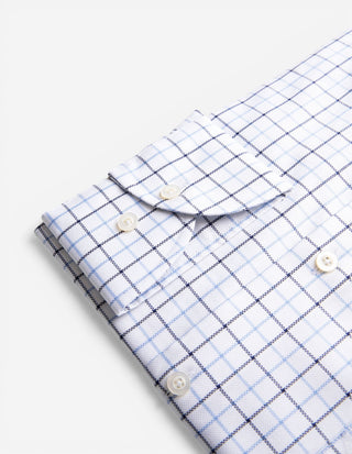 Regular Fit Skjorta Button Down Oxford Tattersall Vit/Blå Ruta