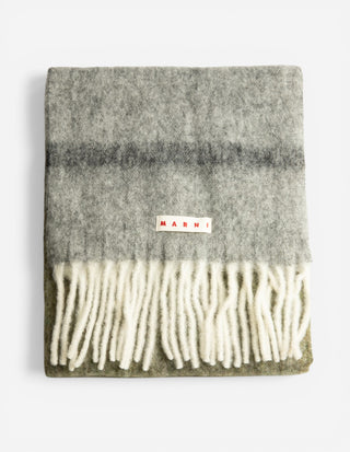 Scarf Alpacka/Mohair Grå/Grön Randig One Size