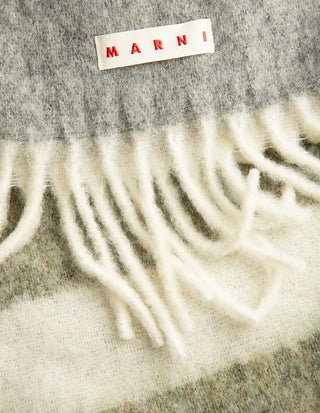 Scarf Alpacka/Mohair Grå/Grön Randig One Size
