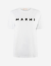 Jersey T-Shirt Scribbled Logo Vit