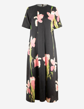 Flowy Midiklänning Svart Blommig