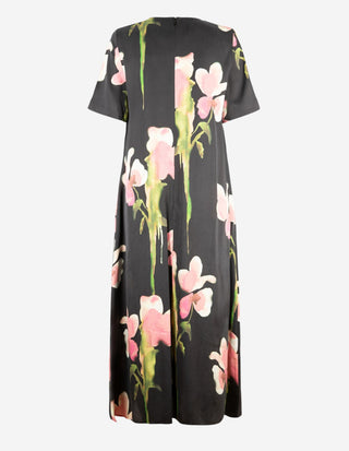 Flowy Midiklänning Svart Blommig