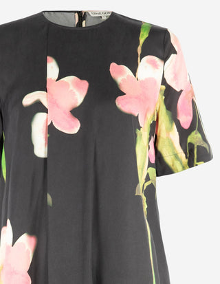Flowy Midiklänning Svart Blommig