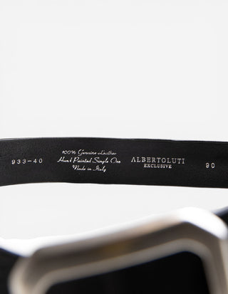 Bälte Brett Rustikt Läder Svart/Silver