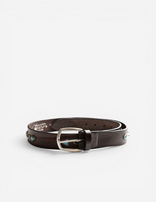 Bälte Läder Westerndesign Mörkbrun/Silver