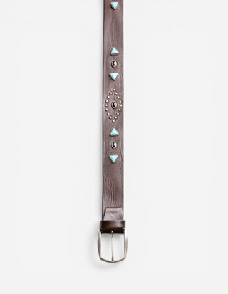 Bälte Läder Westerndesign Mörkbrun/Silver