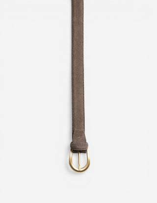 Bälte Smalt Mocka Beige/Mässing