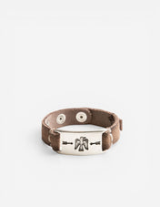 Armband Läder Westerndesign Silver/Beige One Size