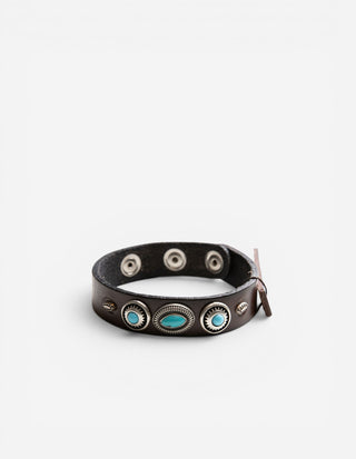 Armband Läder Westerndesign Turkos/Brun One Size