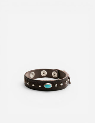 Armband Läder Westerndesign Turkos/Brun