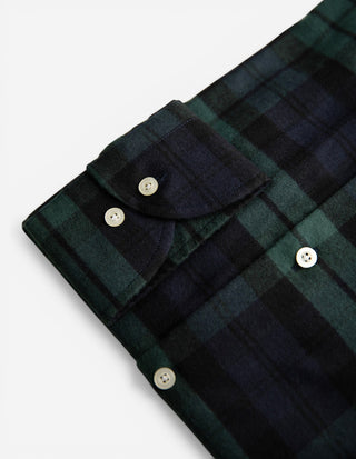 Slim Fit Button Down Skjorta Flanell Blackwatch Grön/Blå/Svart