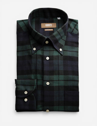Regular Fit Button Down Skjorta Flanell Blackwatch Grön/Blå/Svart