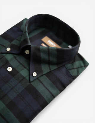Regular Fit Button Down Skjorta Flanell Blackwatch Grön/Blå/Svart