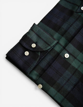Regular Fit Button Down Skjorta Flanell Blackwatch Grön/Blå/Svart