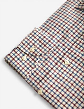 Slim Fit Skjorta Flanell Tattersall Röd/Blå/Vit