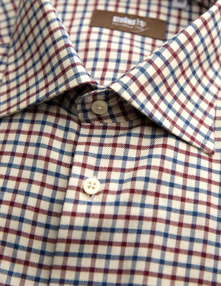 Slim Fit Skjorta Flanell Tattersall Röd/Blå/Vit