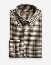 Regular Fit Skjorta Bomull Tattersall Brun/Blå/Beige