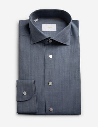 Slim Fit Skjorta Merinoull Blå