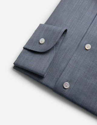 Slim Fit Skjorta Merinoull Blå