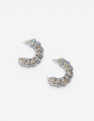 Fat Diamond Hoops Silver One Size