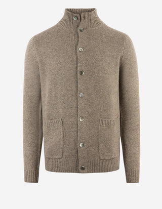 Chunky Cardigan Cashmere Mörkbeige