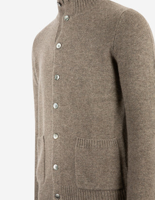 Chunky Cardigan Cashmere Mörkbeige