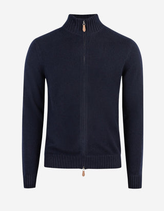 Zip Cardigan Cashmere Marinblå