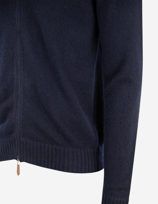Zip Cardigan Cashmere Marinblå