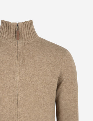 Zip Cardigan Cashmere Melerad Beige