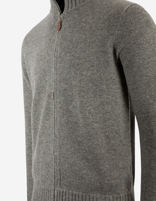 Zip Cardigan Cashmere Melerad Grå