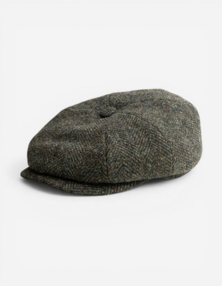Hatteras Keps Harris Tweed Fiskben Olivgrön
