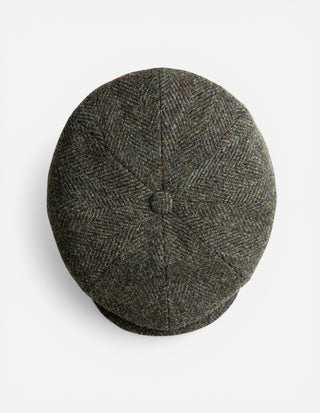 Hatteras Keps Harris Tweed Fiskben Olivgrön